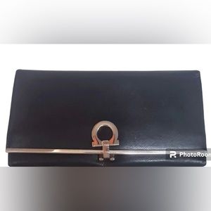 Authentic Salvatore Ferragamo long black wallet